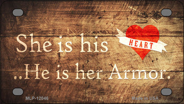 His Heart Her Armor Novelty Mini Metal License Plate Tag