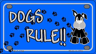 Dogs Rule Novelty Mini Metal License Plate Tag