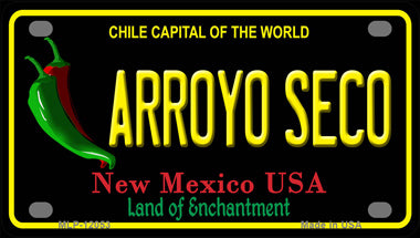 Arroyo Seco New Mexico Black Novelty Mini Metal License Plate Tag