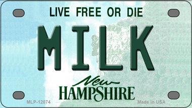 Milk New Hampshire Novelty Mini Metal License Plate Tag