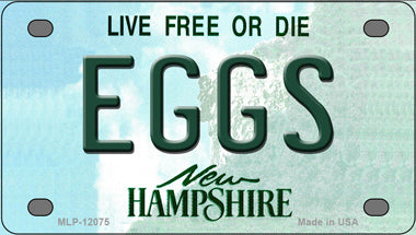 Eggs New Hampshire Novelty Mini Metal License Plate Tag