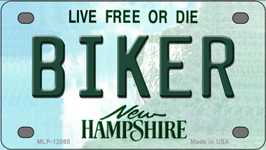 Biker New Hampshire Novelty Mini Metal License Plate Tag