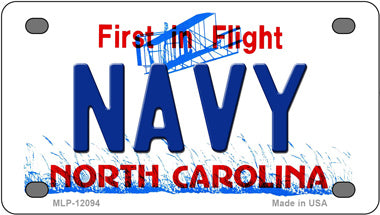 Navy North Carolina Novelty Mini Metal License Plate Tag