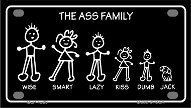 The Ass Family Novelty Mini Metal License Plate Tag