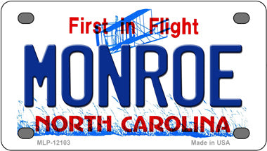 Monroe North Carolina Novelty Mini Metal License Plate Tag