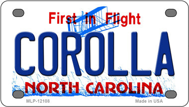 Corolla North Carolina Novelty Mini Metal License Plate Tag