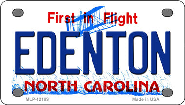 Edenton North Carolina Novelty Mini Metal License Plate Tag