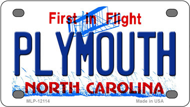 Plymouth North Carolina Novelty Mini Metal License Plate Tag