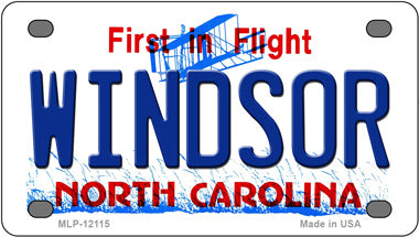 Windsor North Carolina Novelty Mini Metal License Plate Tag