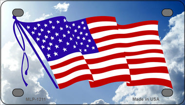 American Flag Cloud Novelty Mini Metal License Plate Tag