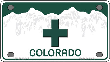Marajuana Cross Colorado Novelty Mini Metal License Plate Tag