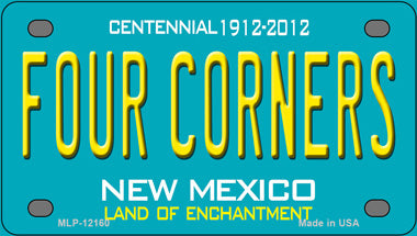 Four Corners New Mexico Teal Novelty Mini Metal License Plate Tag