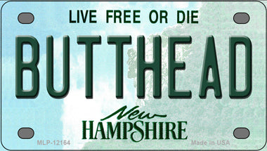 Butthead New Hampshire Novelty Mini Metal License Plate Tag