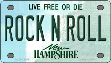 Rock N Roll New Hampshire Novelty Mini Metal License Plate Tag