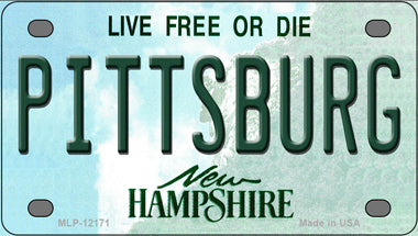 Pittsburg New Hampshire Novelty Mini Metal License Plate Tag