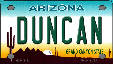 Duncan Arizona Novelty Mini Metal License Plate Tag