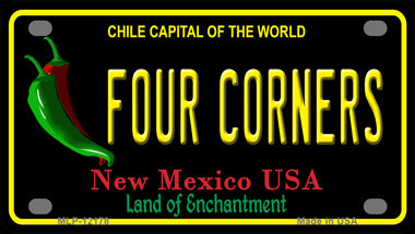 Four Corners New Mexico Black Alt Novelty Mini Metal License Plate Tag