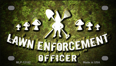 Lawn Enforcement Gnome Novelty Mini Metal License Plate Tag