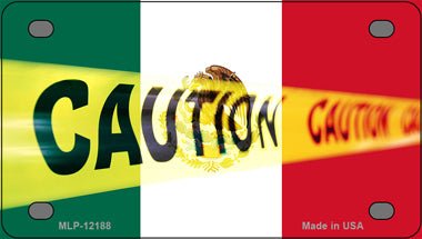 Caution Mexico Flag Novelty Mini Metal License Plate Tag