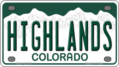 Highlands Colorado Novelty Mini Metal License Plate Tag