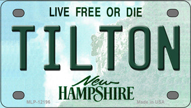 Tilton New Hampshire Novelty Mini Metal License Plate Tag