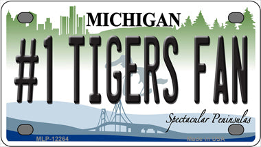 Number 1 Tigers Fan Michigan Novelty Mini Metal License Plate Tag