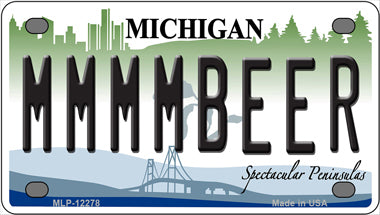 Michigan MMMMBeer Novelty Mini Metal License Plate Tag