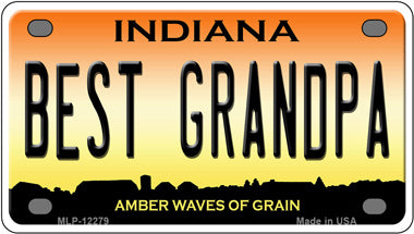 Best Grandpa Indiana Novelty Mini Metal License Plate Tag
