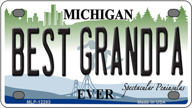 Michigan Best Grandpa Novelty Mini Metal License Plate Tag