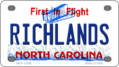 North Carolina Richlands Novelty Mini Metal License Plate Tag