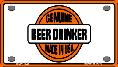 Genuine Beer Drinker Novelty Mini Metal License Plate Tag
