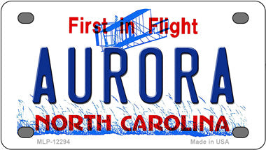 North Carolina Aurora Novelty Mini Metal License Plate Tag
