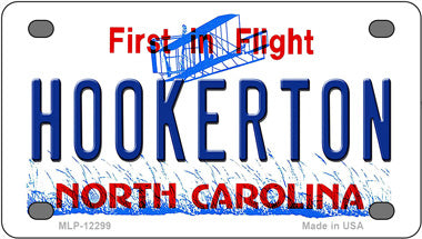 North Carolina Hookerton Novelty Mini Metal License Plate Tag