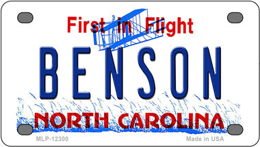 North Carolina Benson Novelty Mini Metal License Plate Tag