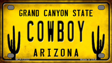 Arizona Cowboy Novelty Mini Metal License Plate Tag