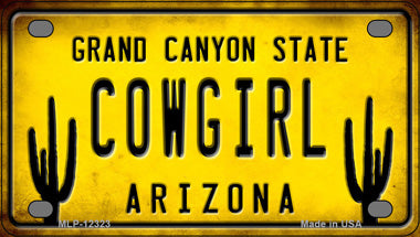 Arizona Cowgirl Novelty Mini Metal License Plate Tag