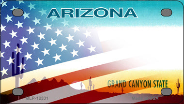 Arizona with American Flag Novelty Mini Metal License Plate Tag