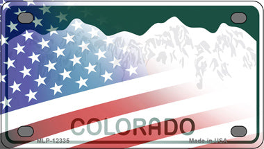Colorado with American Flag Novelty Mini Metal License Plate Tag
