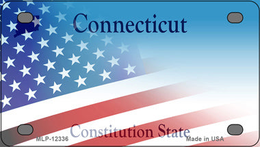 Connecticut with American Flag Novelty Mini Metal License Plate Tag