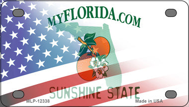 Florida with American Flag Novelty Mini Metal License Plate Tag