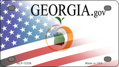 Georgia with American Flag Novelty Mini Metal License Plate Tag