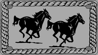 Two Running Horses Novelty Mini Metal License Plate Tag