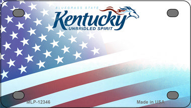Kentucky with American Flag Novelty Mini Metal License Plate Tag