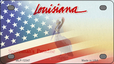 Louisiana with American Flag Novelty Mini Metal License Plate Tag
