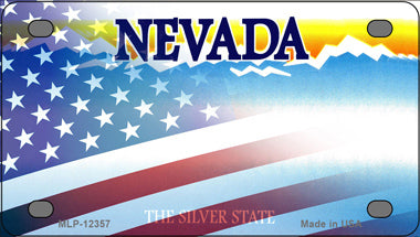 Nevada with American Flag Novelty Mini Metal License Plate Tag