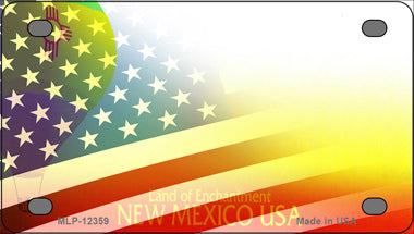 New Mexico with American Flag Novelty Mini Metal License Plate Tag