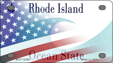Rhode Island with American Flag Novelty Mini Metal License Plate Tag