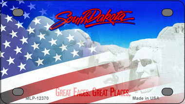 South Dakota with American Flag Novelty Mini Metal License Plate Tag