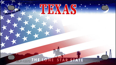 Texas with American Flag Novelty Mini Metal License Plate Tag