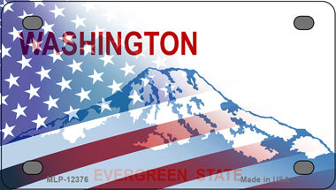 Washington with American Flag Novelty Mini Metal License Plate Tag